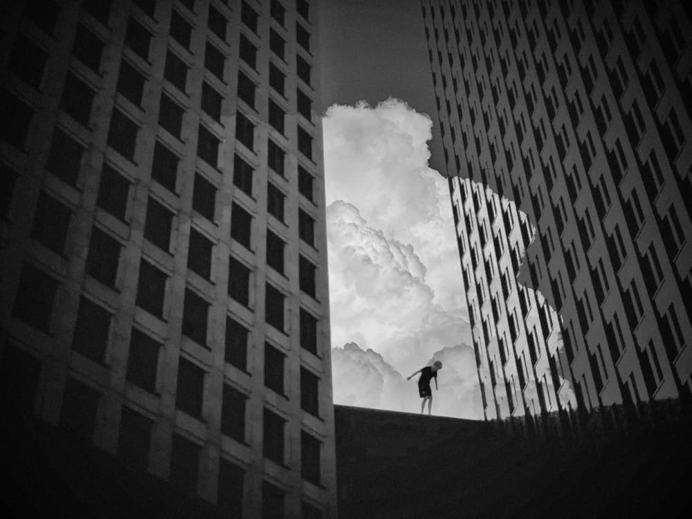 Between Buildings And Sky by Bingo Z — canvas wall art