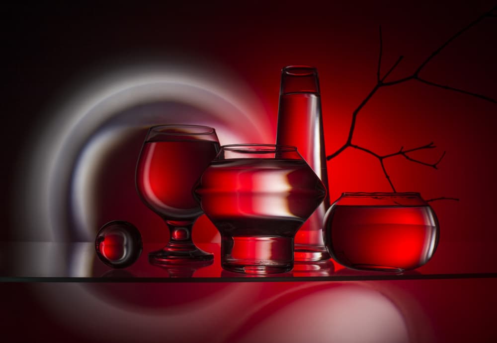 Elegant Red Glassware by Evgeniy Popov — canvas wall art
