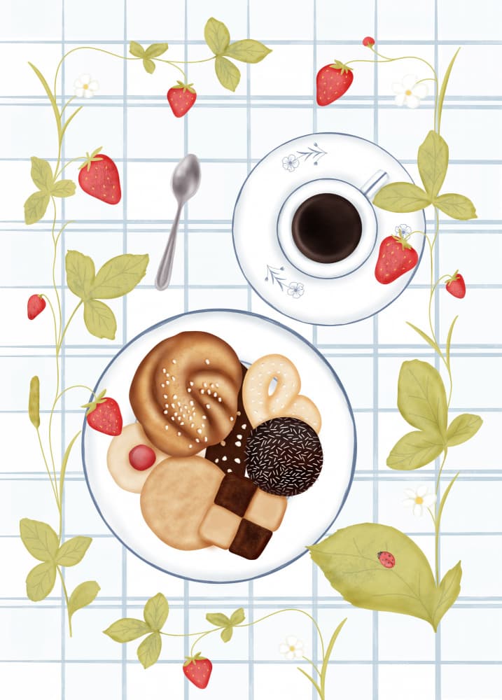 Strawberry Coffee Break by Aminah Eleonora — canvas wall art