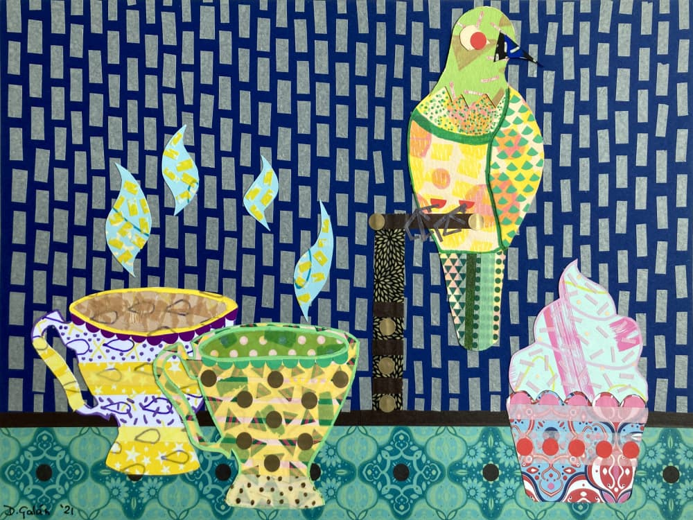 Whimsical Bird Teatime by David Galan — canvas wall art