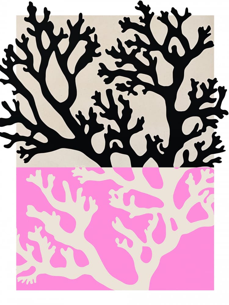 Dual Coral Silhouettes by Treechild — canvas wall art