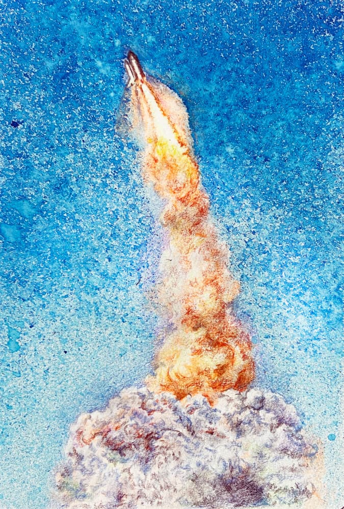 Epic Rocket Liftoff by Anne Wölk — canvas wall art