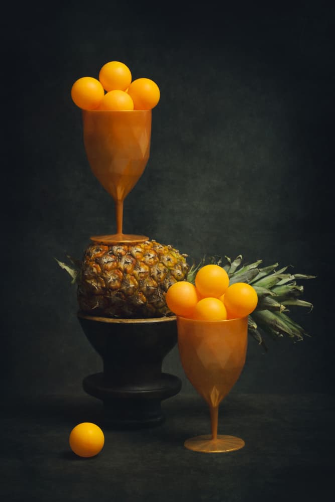 Golden Pineapple Still Life by Brig Barkow — canvas wall art