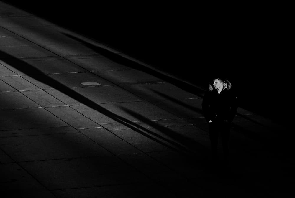 Lone Figure In Shadows by Jian Wang — canvas wall art