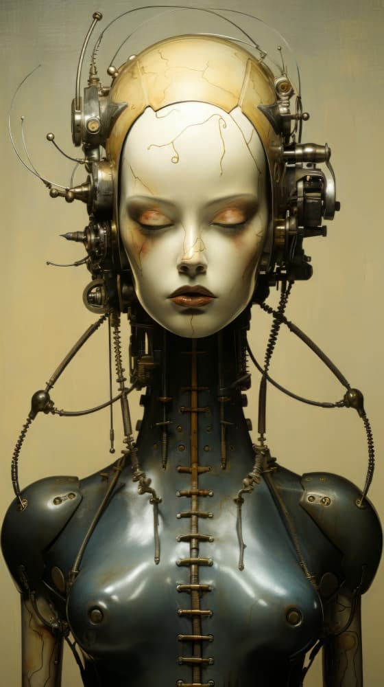 Steampunk Android Figure by Bilge Paksoylu — canvas wall art