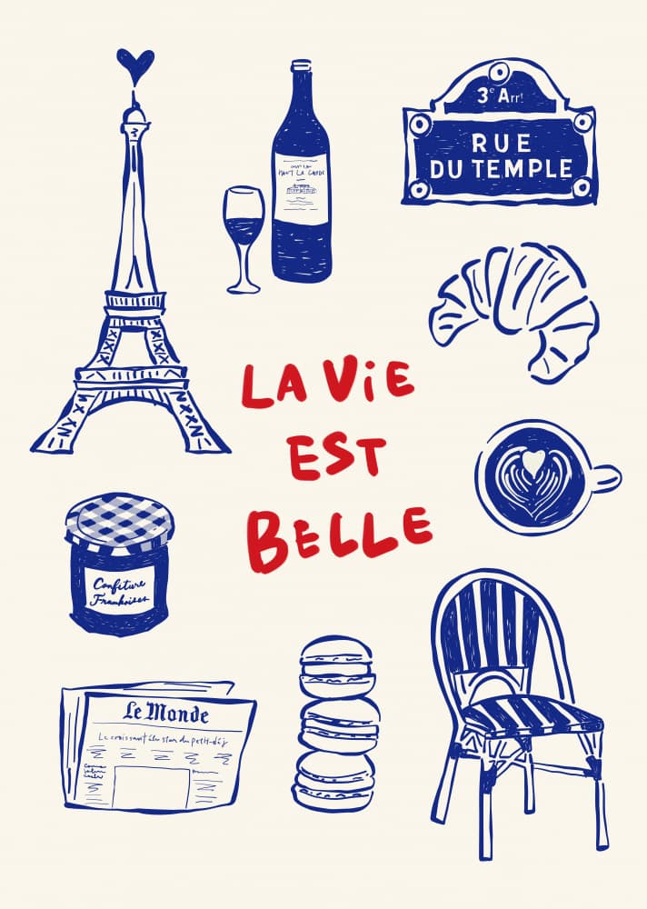 La Vie Est Belle - Paris Poster by Rio Soléy — canvas wall art