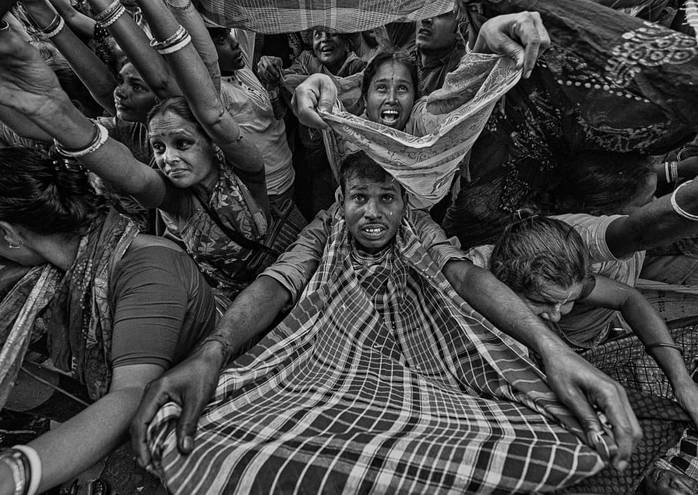 Desperate Crowd Reaching by Shaibal Nandi — canvas wall art