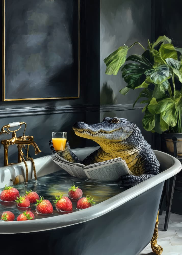Alligator Luxury Bath by Justyna Jaszke — canvas wall art
