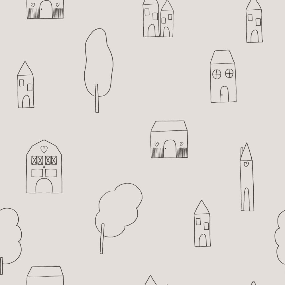 Cozy Village Sketch by Menina Lisboa — canvas wall art