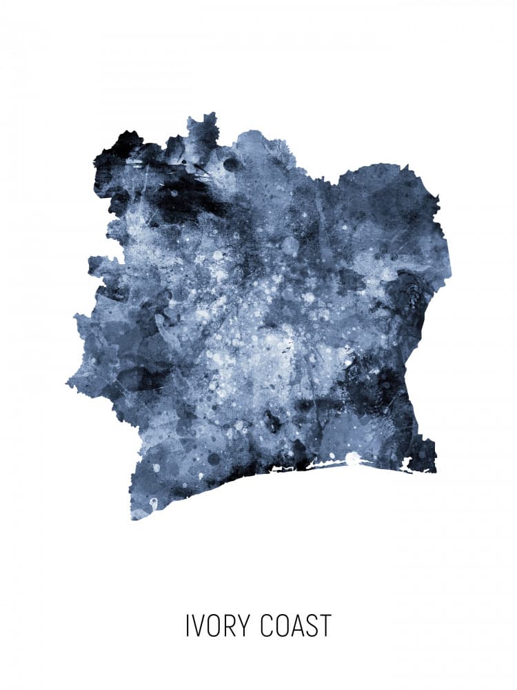 Ivory Coast Abstract Map by Michael Tompsett — canvas wall art