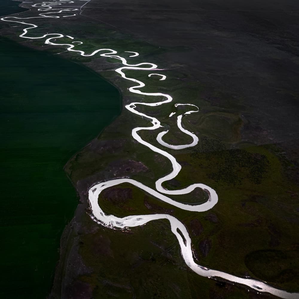 Winding River Landscape by Dennis Zhang — canvas wall art