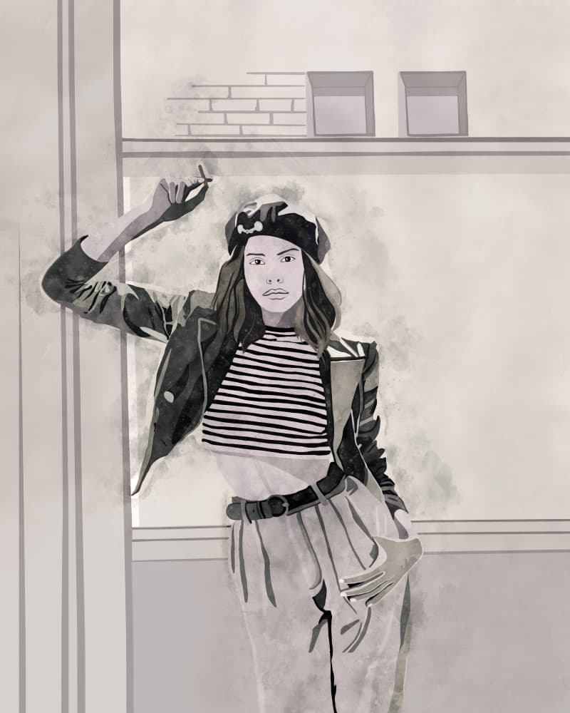 Smoking Woman 4x5 Print By Bohonewart by Emel Tunaboylu — canvas wall art