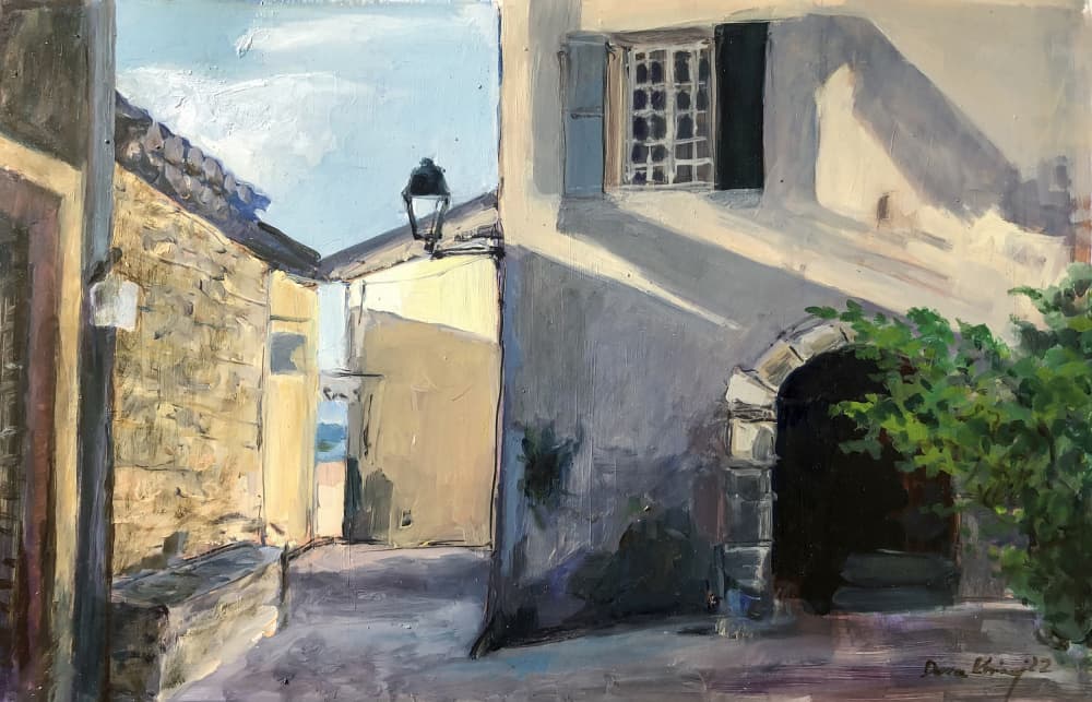 Old Town Sunlit Alley by Dora Krincy — canvas wall art