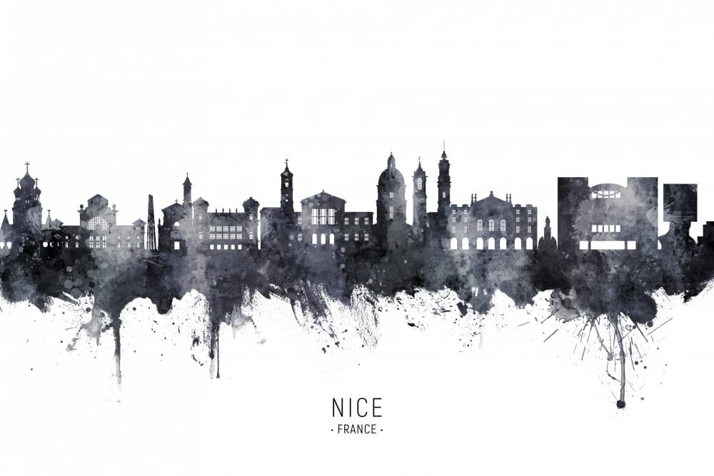Nice City Skyline by Michael Tompsett — canvas wall art