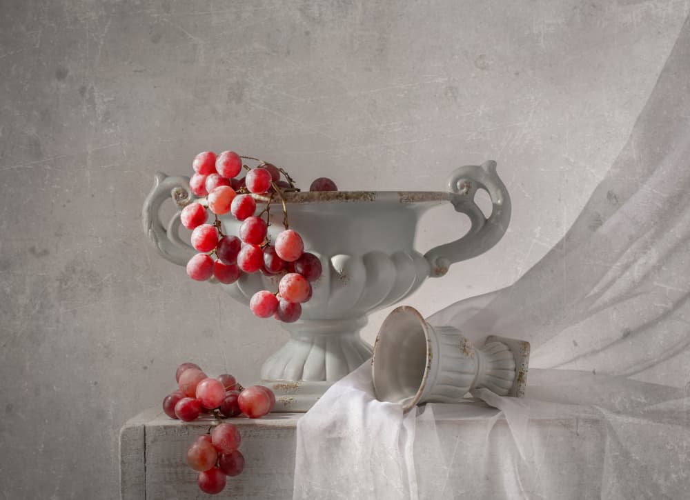 Red Grapes Still Life by Margareth Perfoncio — canvas wall art