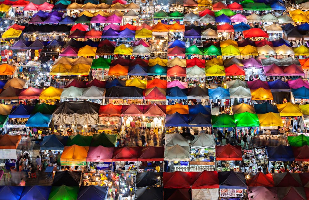Vibrant Night Market by Prasad Ambati — canvas wall art