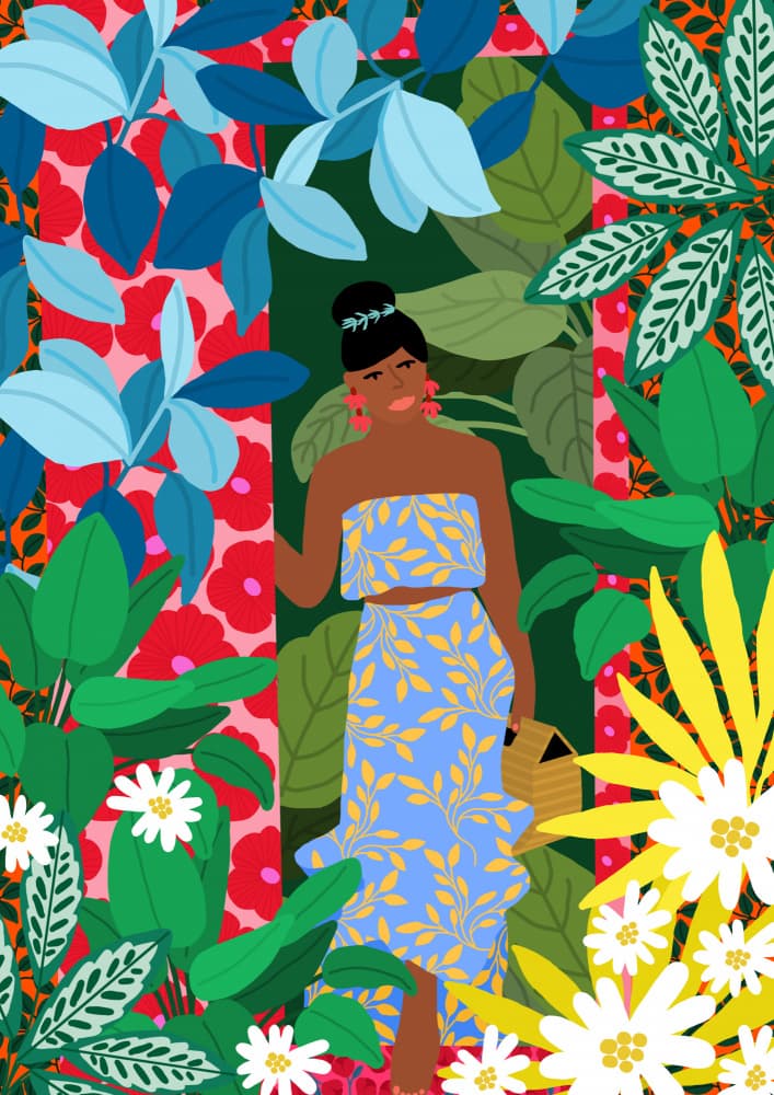  Woman In A Dress With Flowers by Rafaela Mascaro — canvas wall art