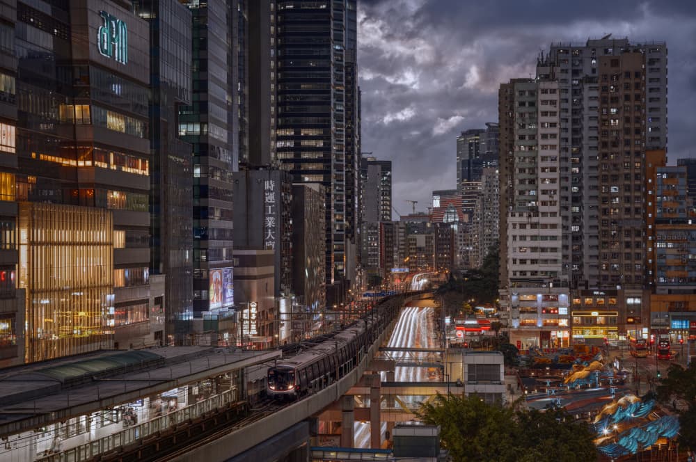 Dynamic City Night by Tom Wang — canvas wall art