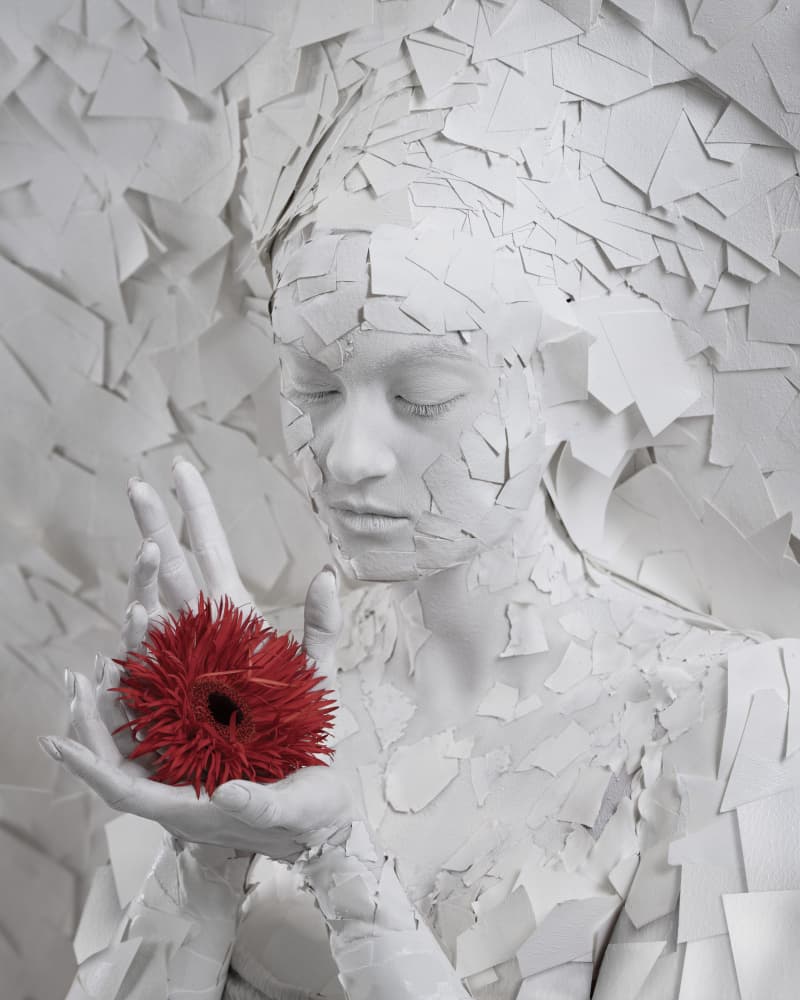 Fragmented Beauty Red Flower by Yasin Hasanian — canvas wall art