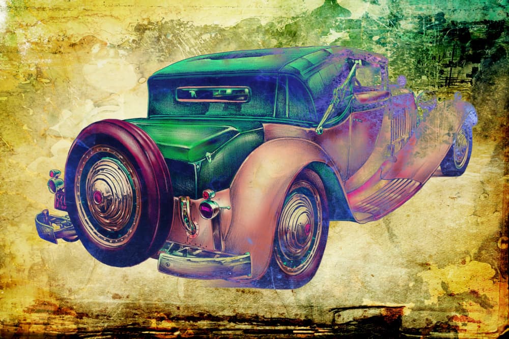 Classic Convertible Grunge by Rafal Kulik — canvas wall art