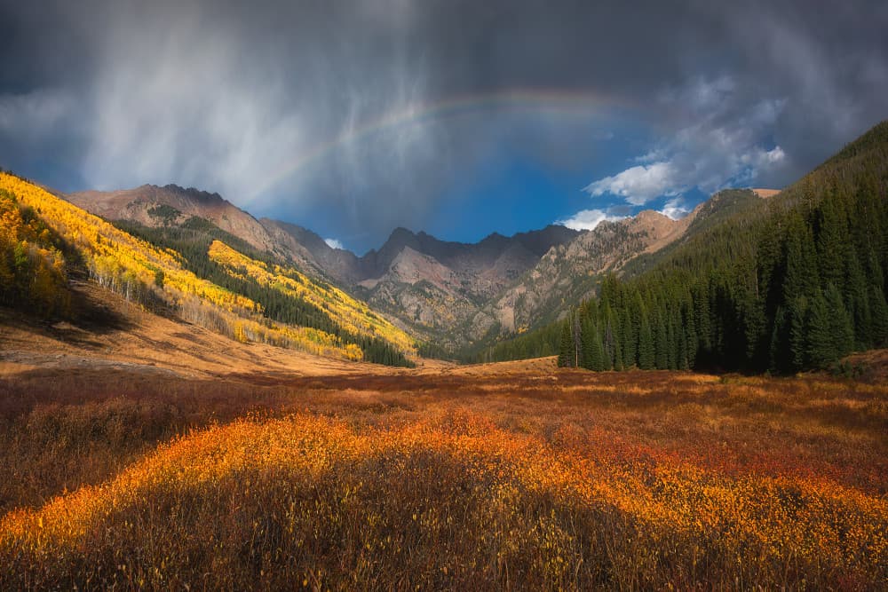 Rainbow Over Autumn Valley by Mei Xu — canvas wall art