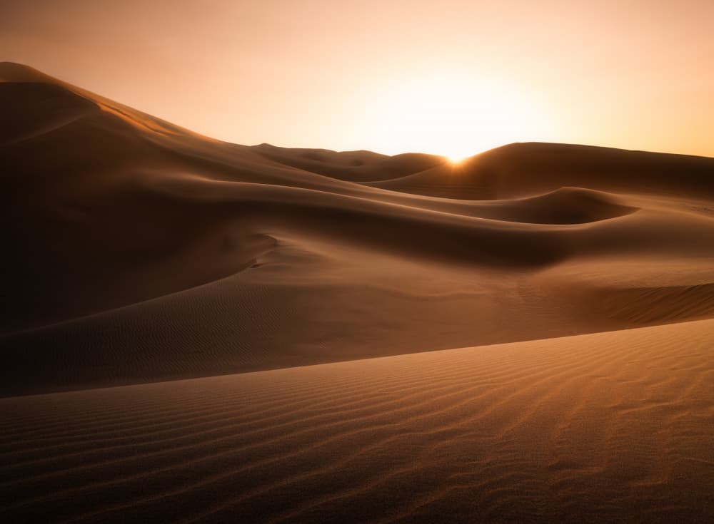 Golden Desert Sunset by Yezimao — canvas wall art