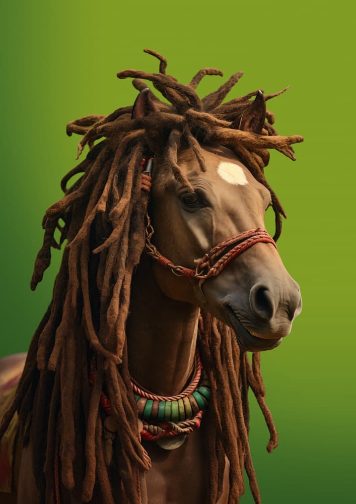 Dreadlocked Horse Portrait by Artem Pozdniakov — canvas wall art