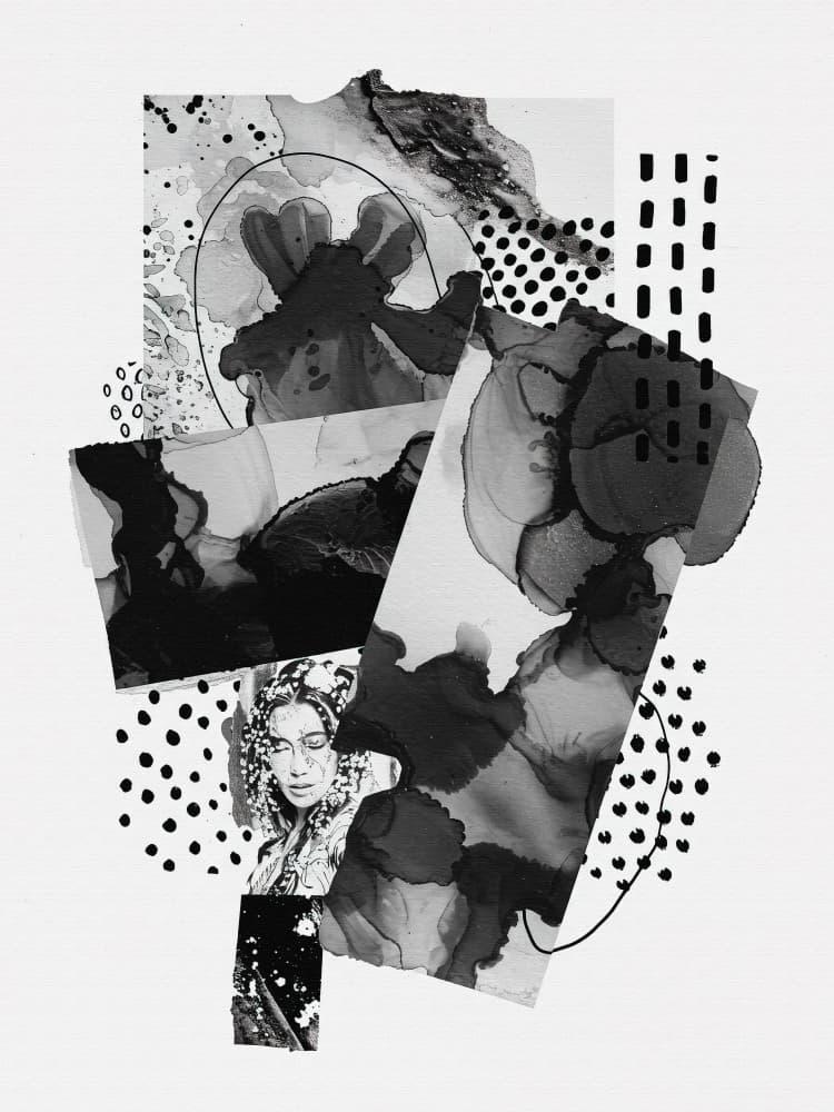 Abstract Ink Woman by Miguel Bruzual — canvas wall art