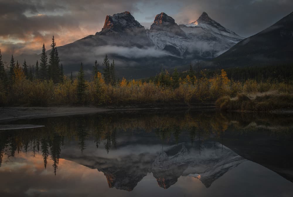 Golden Peaks Reflection by Roelof de Hoog — canvas wall art
