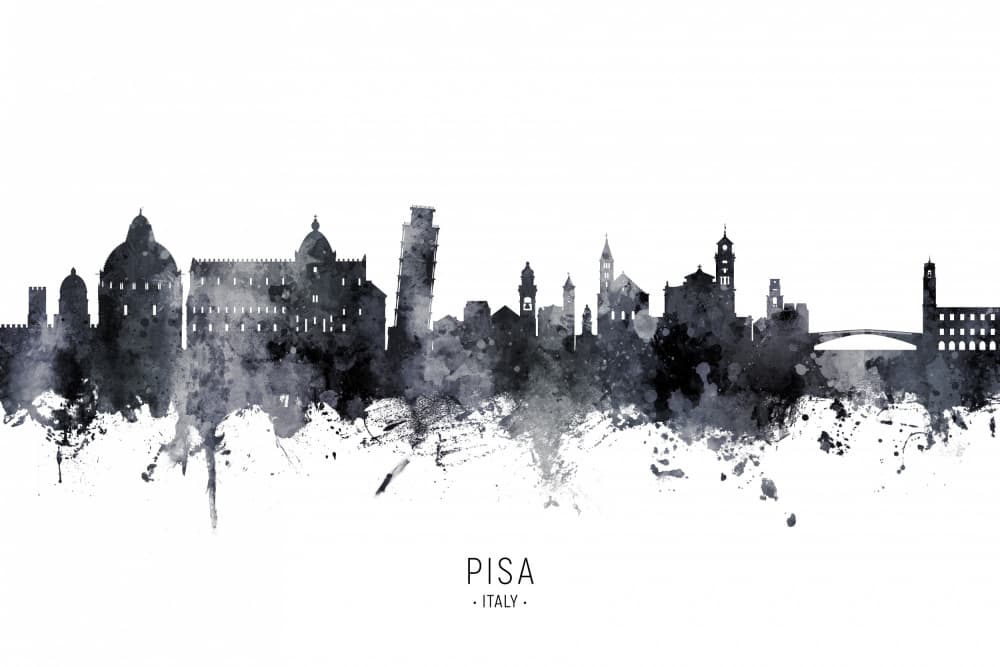Pisa Watercolor Skyline by Michael Tompsett — canvas wall art