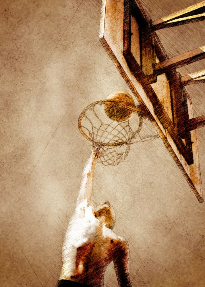 Dynamic Basketball Dunk by Justyna Jaszke — canvas wall art