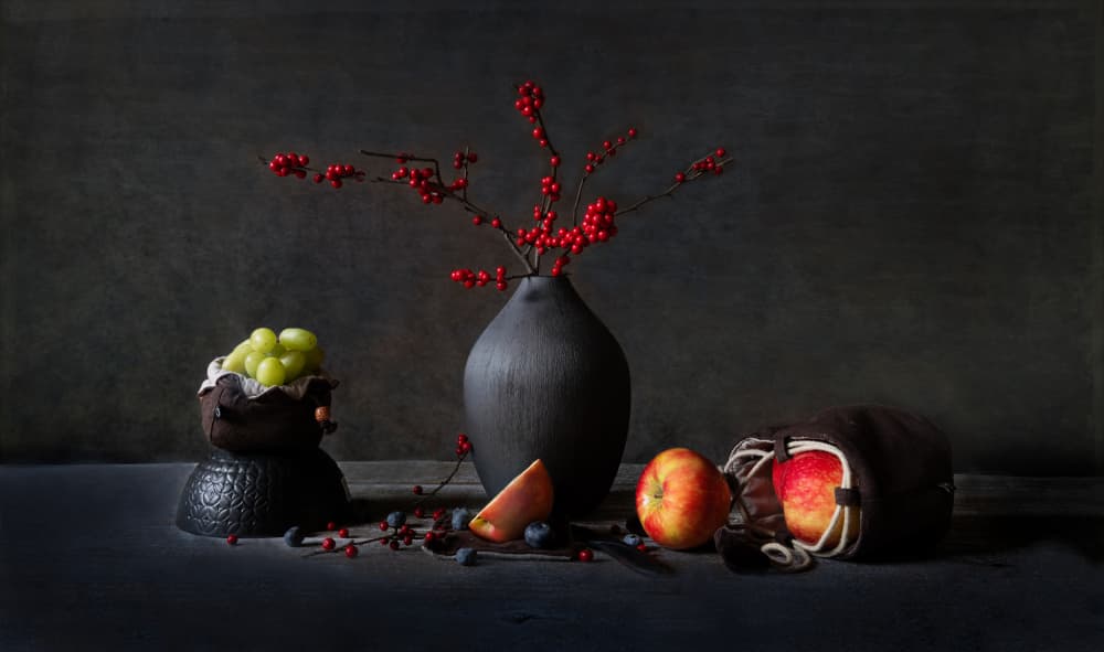 Moody Fruit Still Life by Rong Wei — canvas wall art