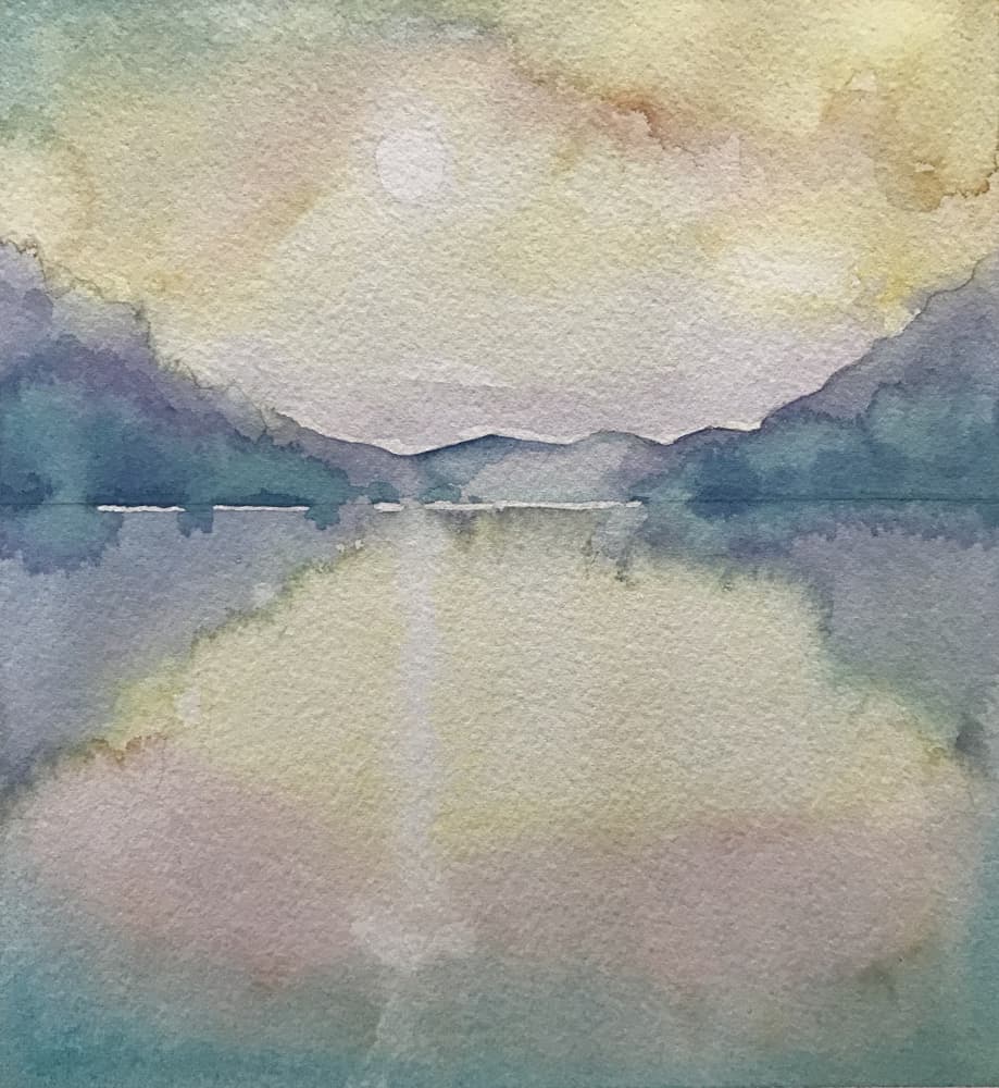 Pastel Mountain Lake by Luisa Millicent — canvas wall art