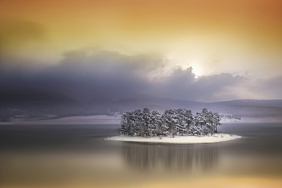Golden Winter Island by Albena Markova — canvas wall art