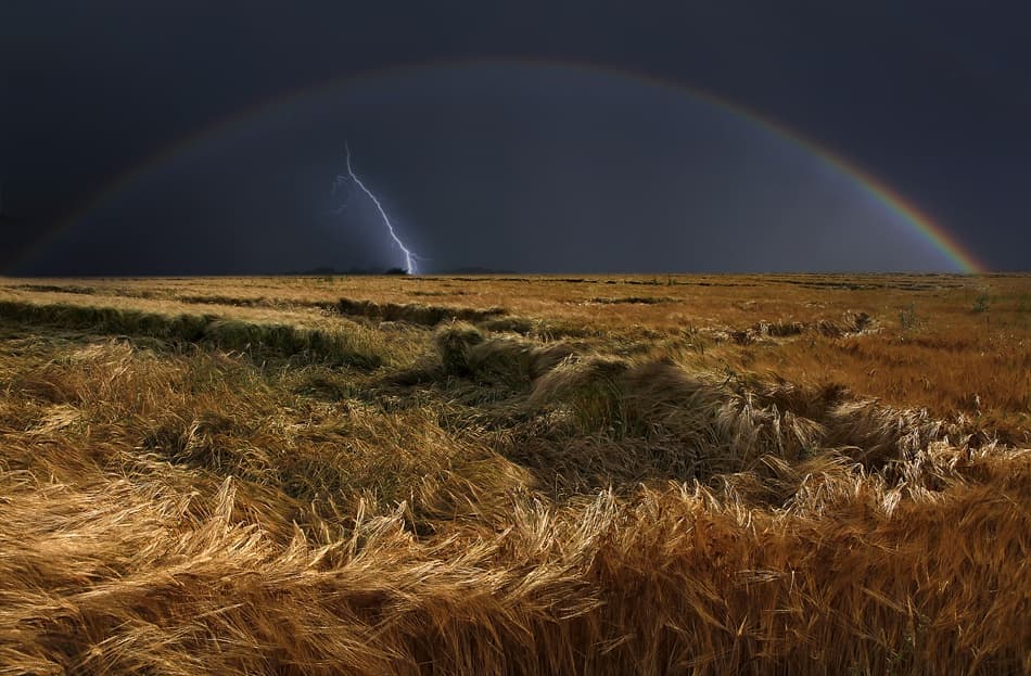 Dramatic Rainbow Field Lightning by Nicolas Schumacher — canvas wall art