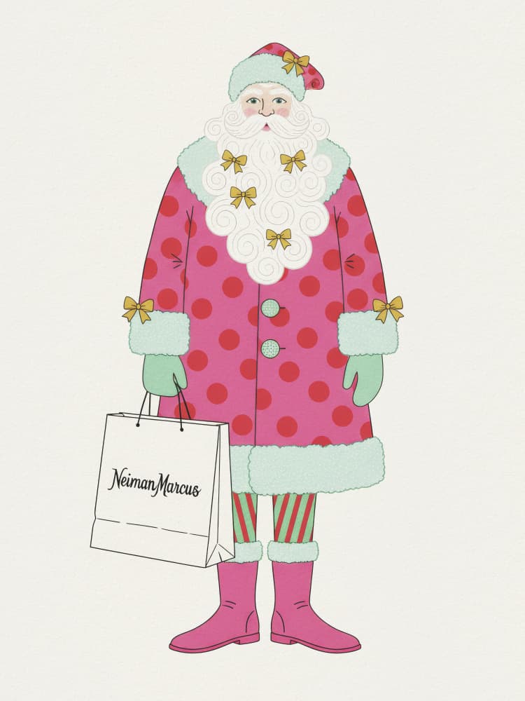 Pink Polka Dot Santa by Andreas Magnusson — canvas wall art