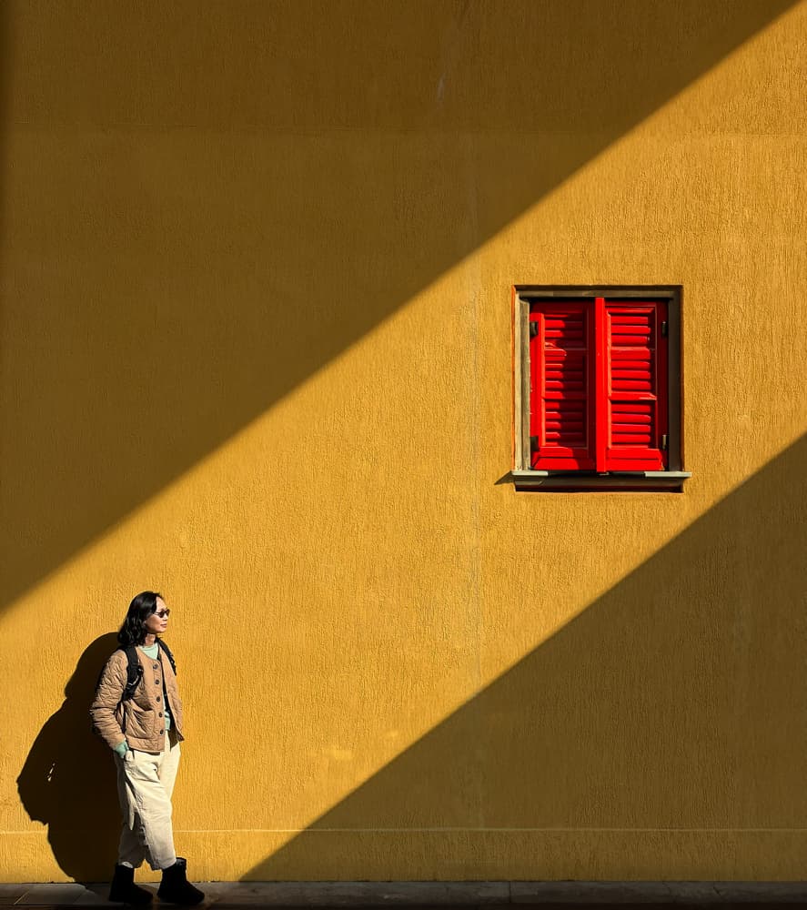Golden Wall Red Window by Charles Cho — canvas wall art