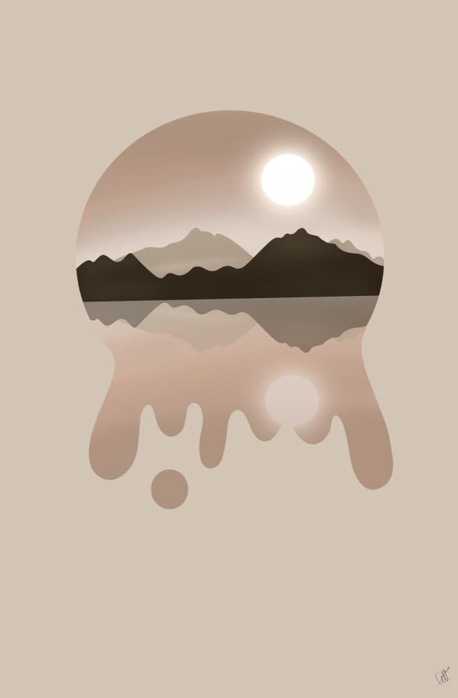 Abstract Mountain Reflection by Anne-Marie Volfova — canvas wall art