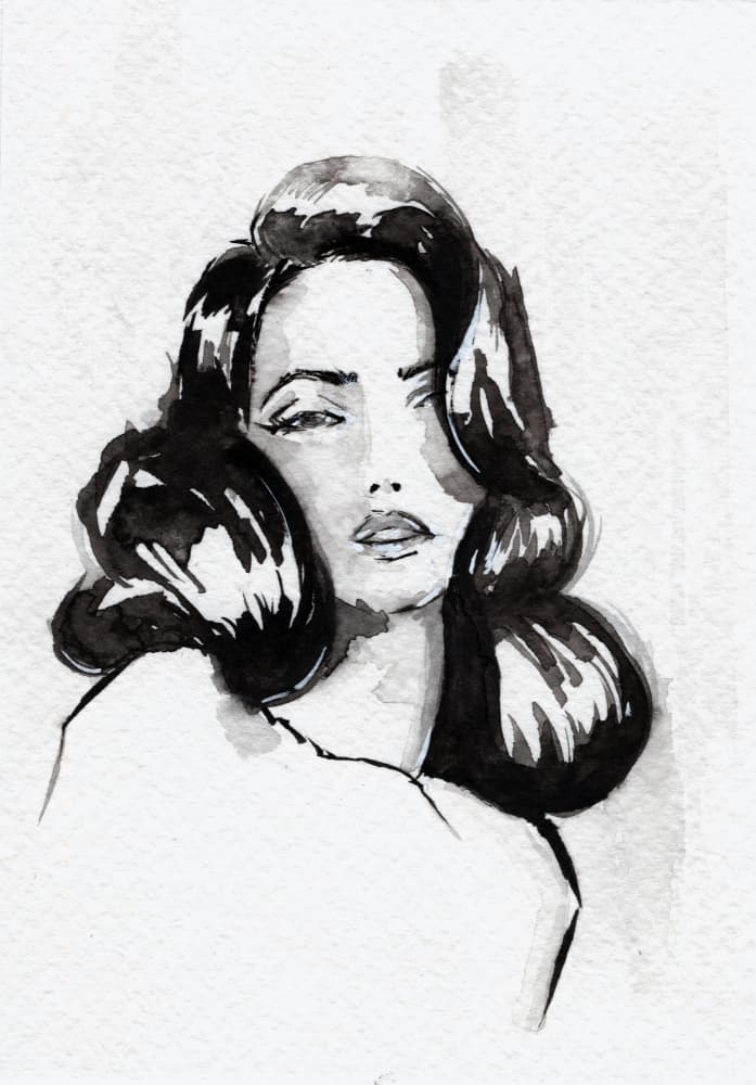 Glamorous Ink Portrait by Helena Engström — canvas wall art