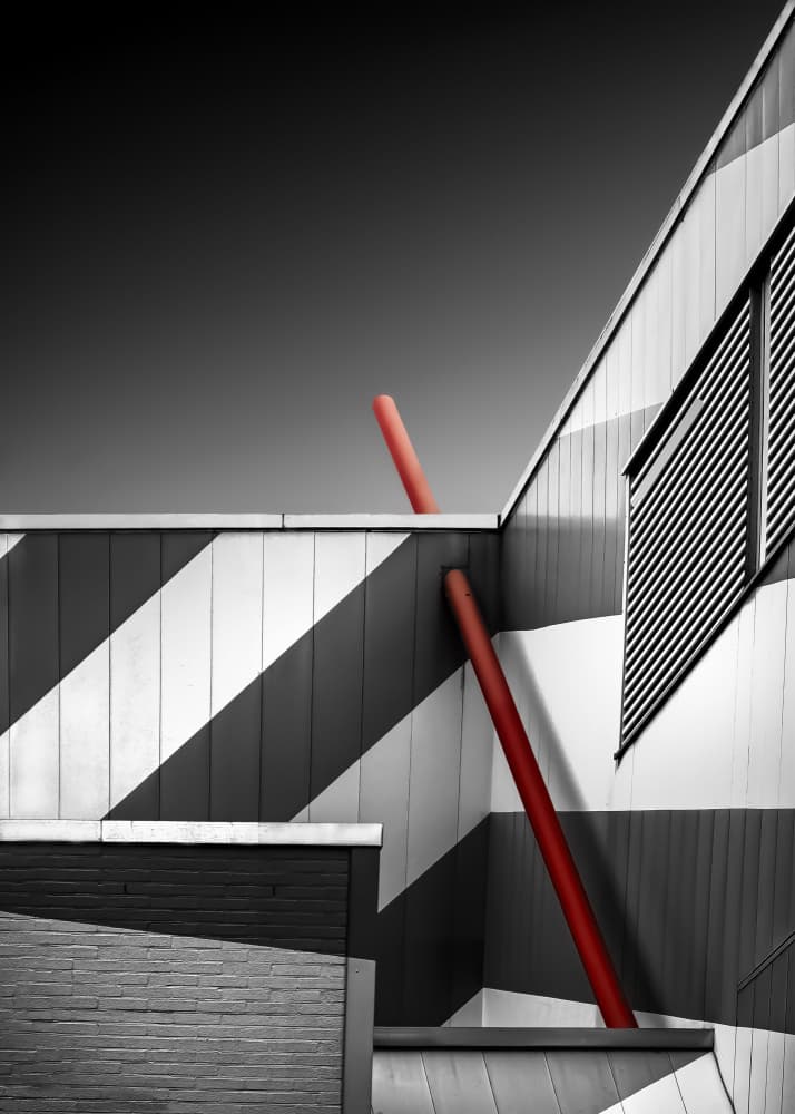 Sharp Angles Red Pipes by Gerard Valckx — canvas wall art
