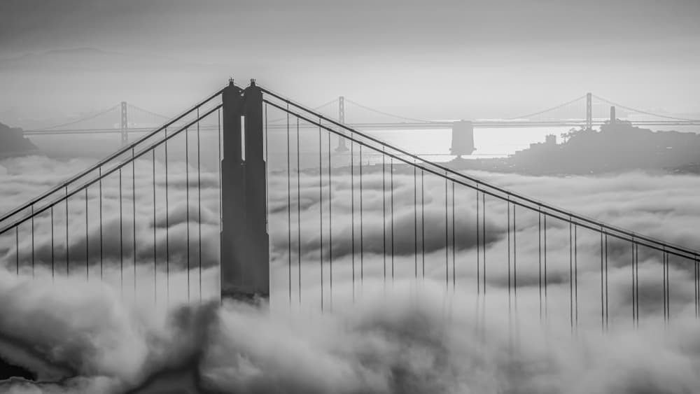 Golden Gate Fog by Annie Zhang — canvas wall art