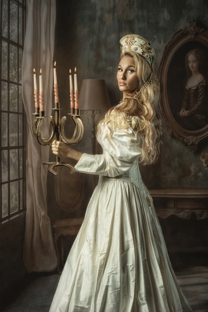 Regal Lady with Candelabra by Carola Kayen-Mouthaan — canvas wall art