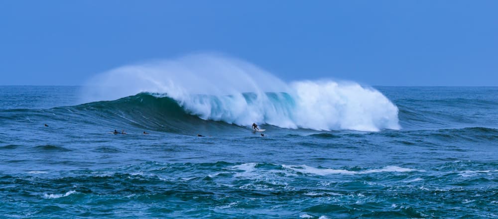 Surfer Rides Big Wave by Allen SDCA — canvas wall art