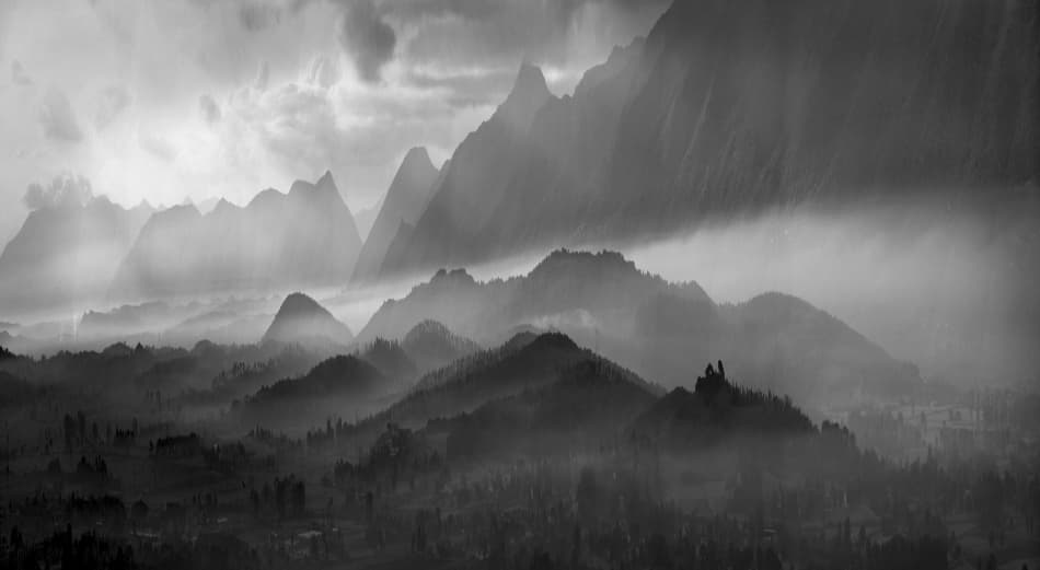 Misty Mountain Peaks by Jacek Stefan — canvas wall art