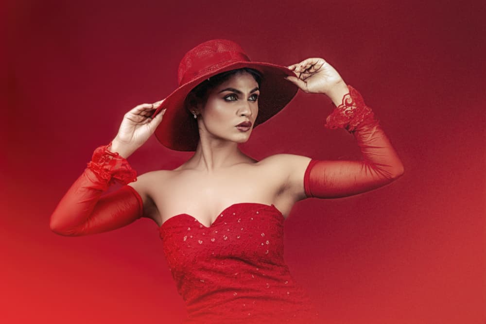 Elegant Lady in Red by PARTHA BHATTACHARYYA — canvas wall art