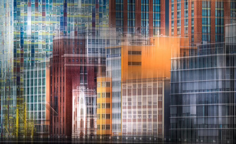 Vibrant Urban Layers by Roland M Schwerdtfeger — canvas wall art