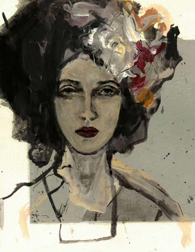 Dark Floral Portrait by Ute Rathmann — canvas wall art