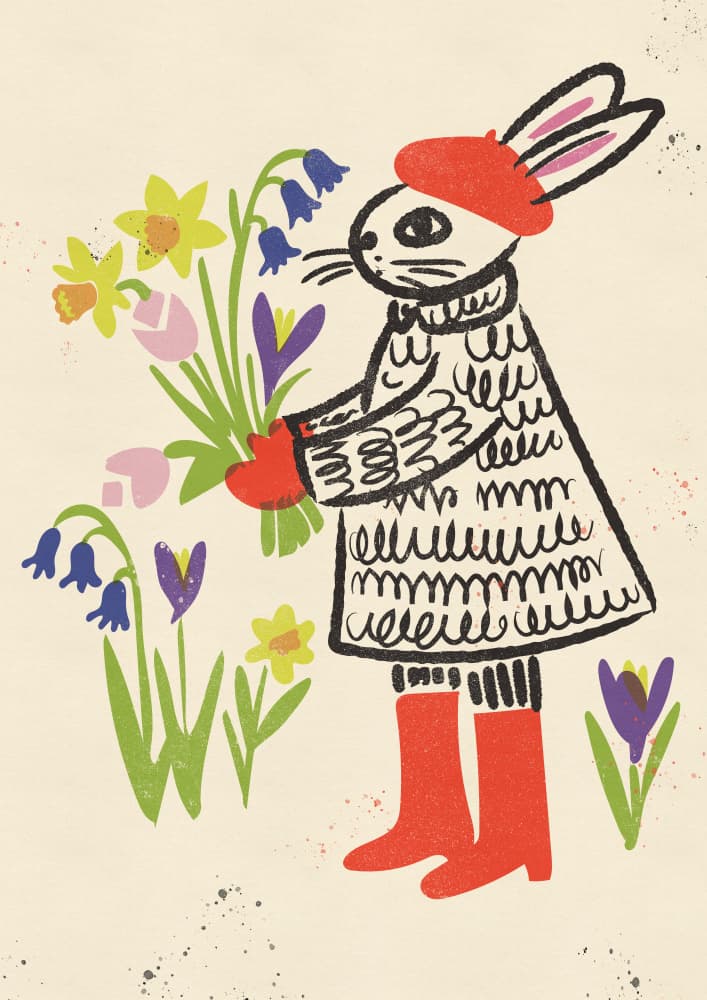 Spring Bunny In Red Boots by Nicholas — canvas wall art