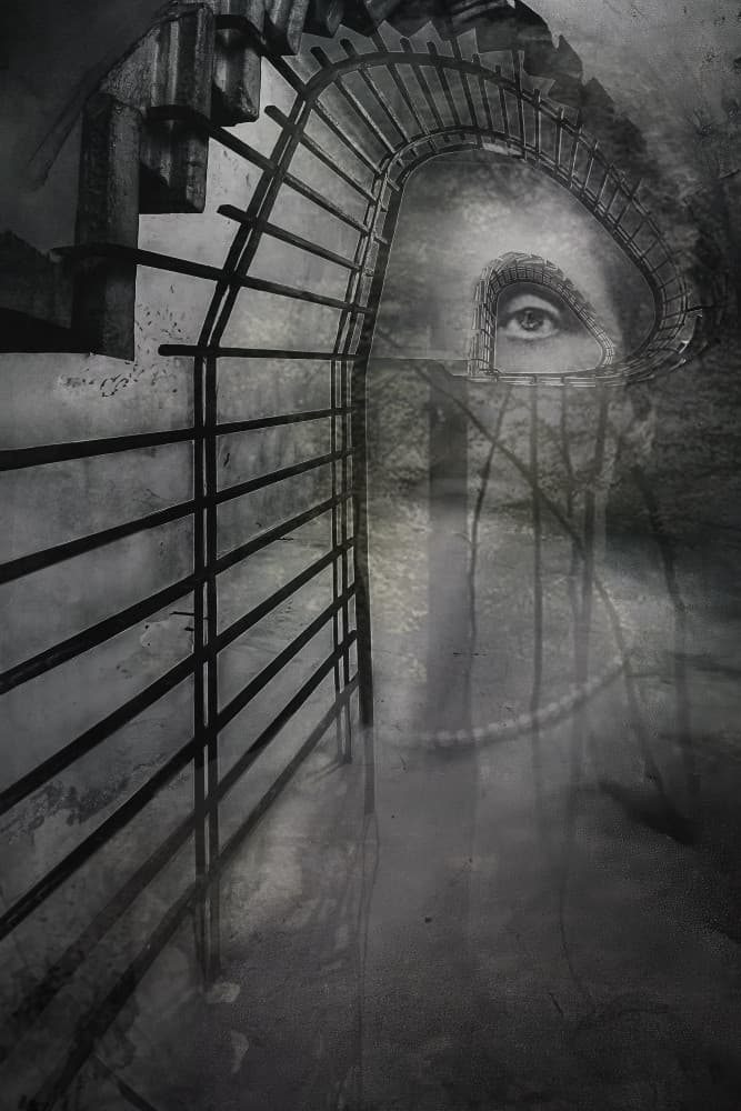 Pensive Gaze Stairwell by Abdelkader  Allam — canvas wall art