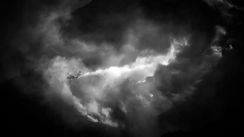 Fire Plane Water Drop by Alessandro Traverso — canvas wall art